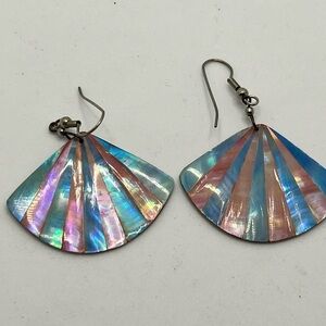 Vintage Iridescent Pastels Mother of Pearl & Silver Drop Earrings